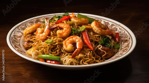 sri fire shrimp with noodle chinese style © Poprock3d