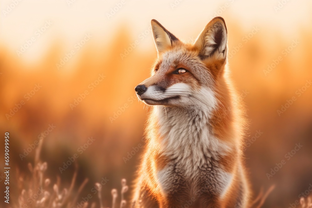 Fototapeta premium A Red Fox in Sunset Glow 