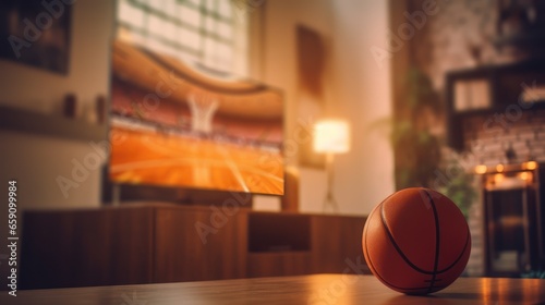 Basketball on Table in Stylish Apartment Living Room 