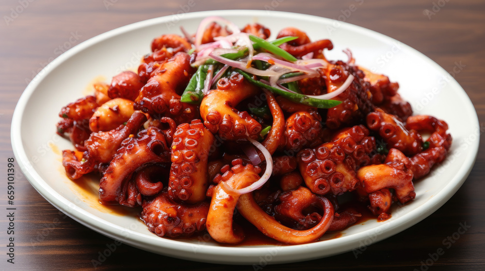Fototapeta premium Stir-Fried Octopus Nakji bokkeum
