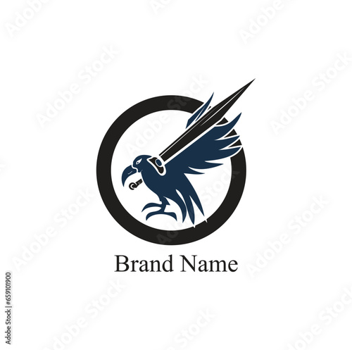 bird and sword logo concept