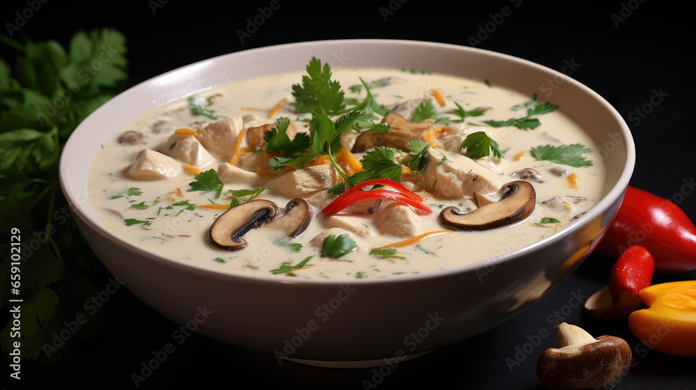 tom kha gai, or Thai coconut soup