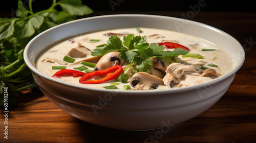 tom kha gai, or Thai coconut soup