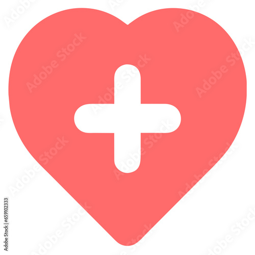 Medical heart icon with cross symbol, health care and cardiology concept