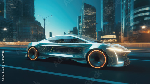 High-End Electric Driverless Car Concept: A Glimpse into the Future of Driving with Cutting-Edge Technology. © Gregory O'Brien
