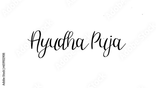 Ayudha Puja Text Animation. Great for Ayudha Puja Celebrations, lettering with alpha or transparent background, for banner, social media feed wallpaper stories photo