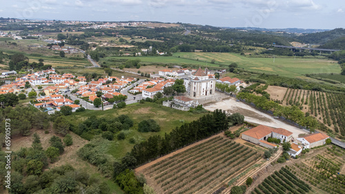Aerial drone view of the Portugese town named Obidos © robin