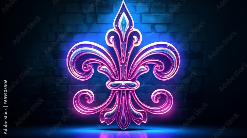 logo Fleur de lis neon style.Generative AI Stock Illustration Adobe Stock
