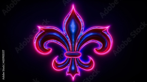 Obraz logo Fleur de lis neon style.Generative AI