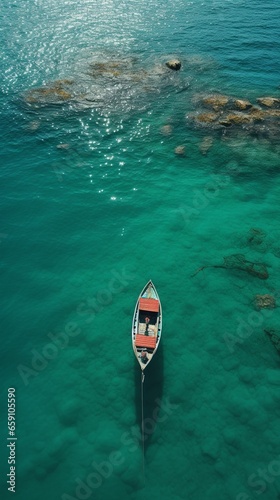 Drone Perspective Boat in the Vastness of the Mediterranean