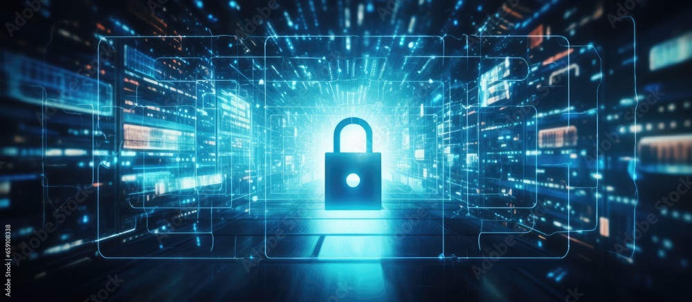 Data protection concept represented by a an immersive cyber security ...
