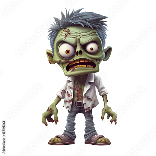 Cartoon Style Halloween Zombie Cartoon 3D Zombie No Background Applicable to Any Context Perfect for Print on Demand Merchandise