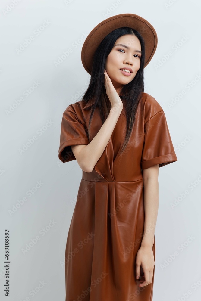 Asian woman beauty portrait fashion model glamour beige beautiful hair cosmetic Asian woman beauty portrait fashion model glamour beige beautiful hair cosmetic