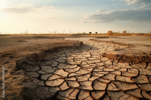 Slika na platnu arid saline wasteland - climate crisis. Generative AI