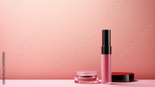 Cosmetic Product in Minimalist Package Isolated Pink Background © Galih