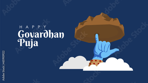 happy govardhan puja banner template vector