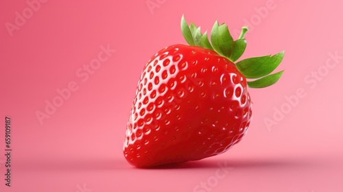 3d Illustration Strawberry Fruit on Pink Isolated Background