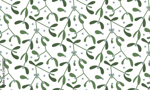 Seamless pattern of mistletoe isolated on white background