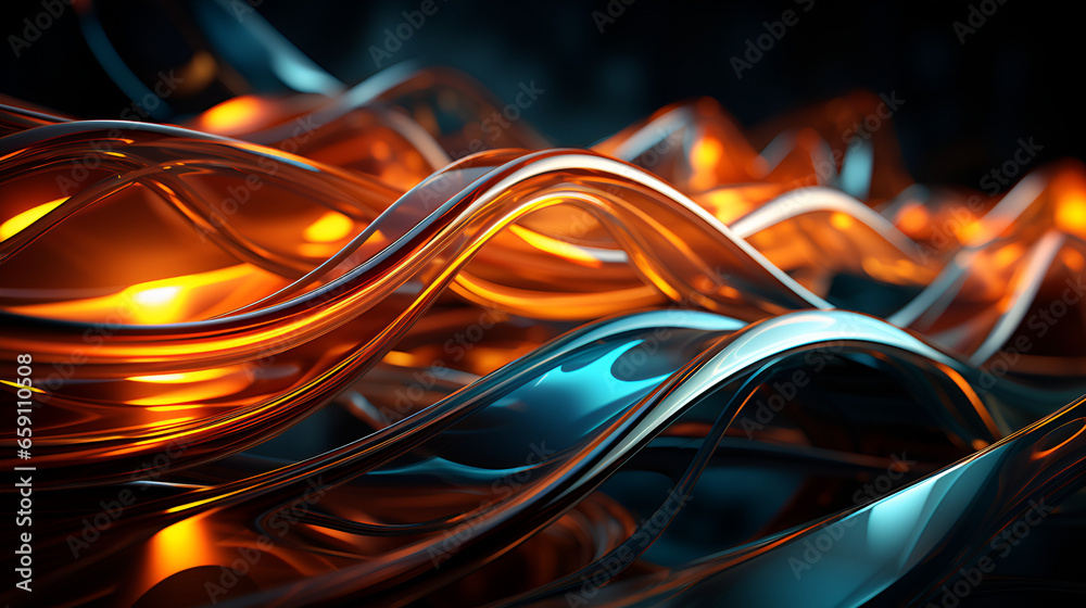 Abstract illustration of glass waves, in the style of free-flowing lines Abstract illustration of glass waves, in the style of free-flowing lines