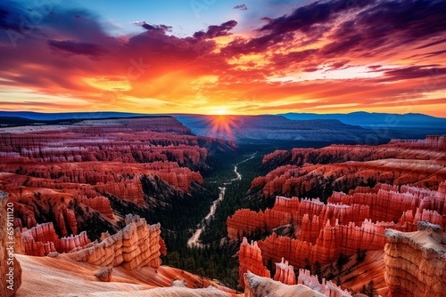 Fototapete A barren, rocky canyon with stunning views of Bryce Canyon National Park in Utah