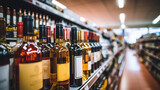 blur wine bottles on liquor alcohol