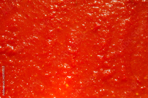 Texture of delicious adjika sauce as a background, close-up. © Natalia