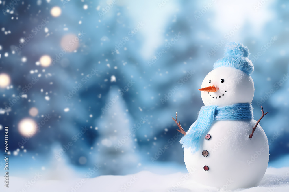 Winter Celebration with Happy Snowman: Christmas Scene