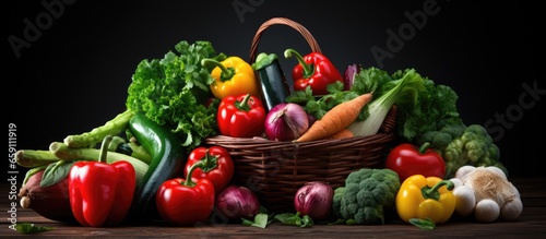 Vegetable composition with basket on white background © AkuAku