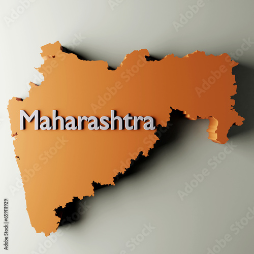 Maharashtra map 3D rendered illustration