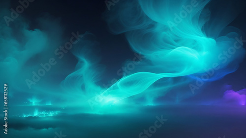 abstract blue and green smoke on dark background