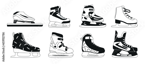 Set Monochrome Ice Skates For Figure Skating, Hockey, Short Track And Winter Fun, Promise Grace On Frozen Rinks