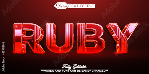 Shiny Red Ruby Vector Editable Text Effect Template