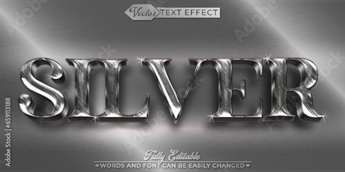 Metallic Silver Vector Editable Text Effect Template