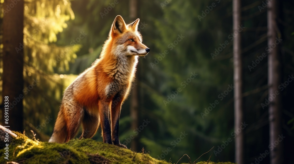 Fox in the middle of the forest