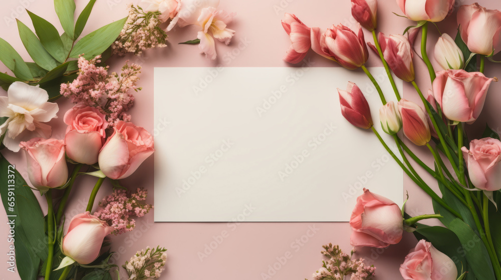 card with tulips and roses 