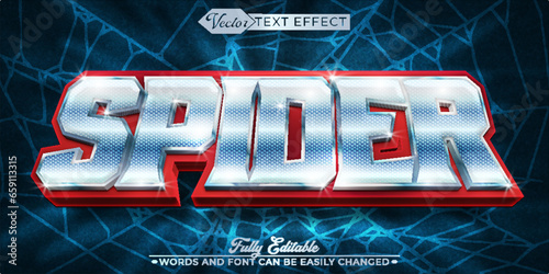 Cartoon Shiny Spider Vector Editable Text Effect Template