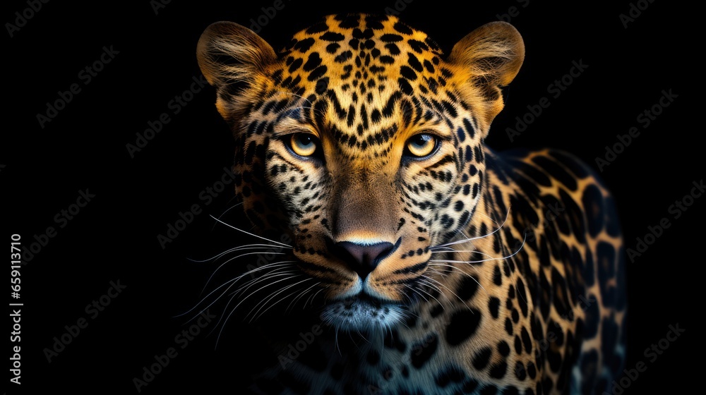 Leopard isolated on black
