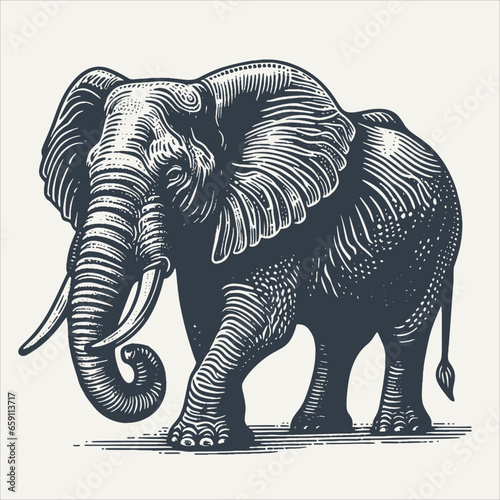Elephant. Vintage woodcut engraving style vector illustration.	
