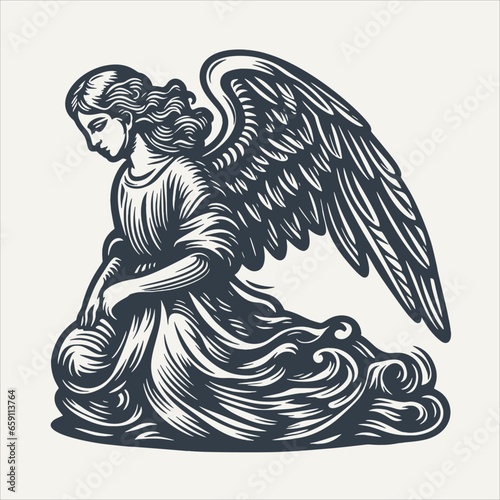 Angel. Vintage woodcut engraving style vector illustration.	
