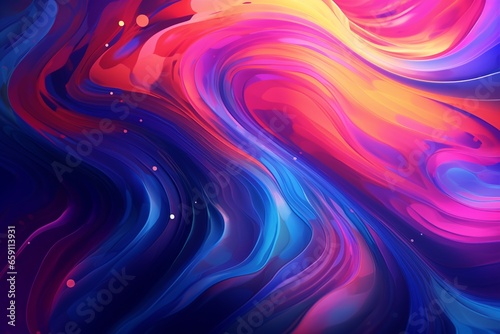 Abstract background. Sweeping colorful waves and swirls in a dynamic display resembling a galactic nebula