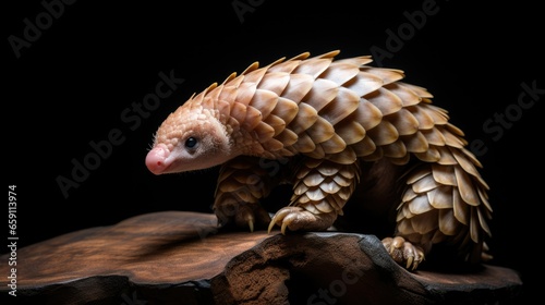 Pangolin isolated on black