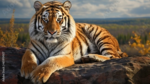 Tiger resting on the rock