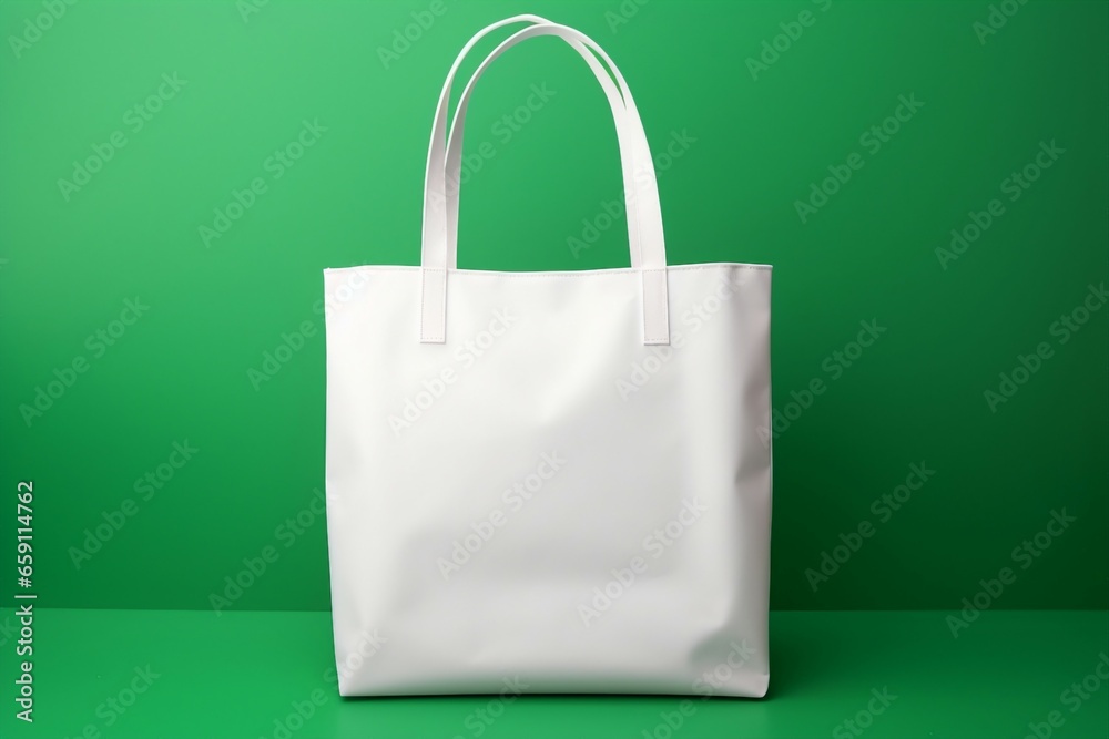 Mockup shopper tote bag handbag on isolated green background Mockup shopper tote bag handbag on isolated green background