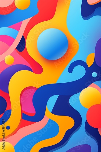 Abstract background. Vibrant flow of abstract shapes and bubbles in a colorful dance of hues
