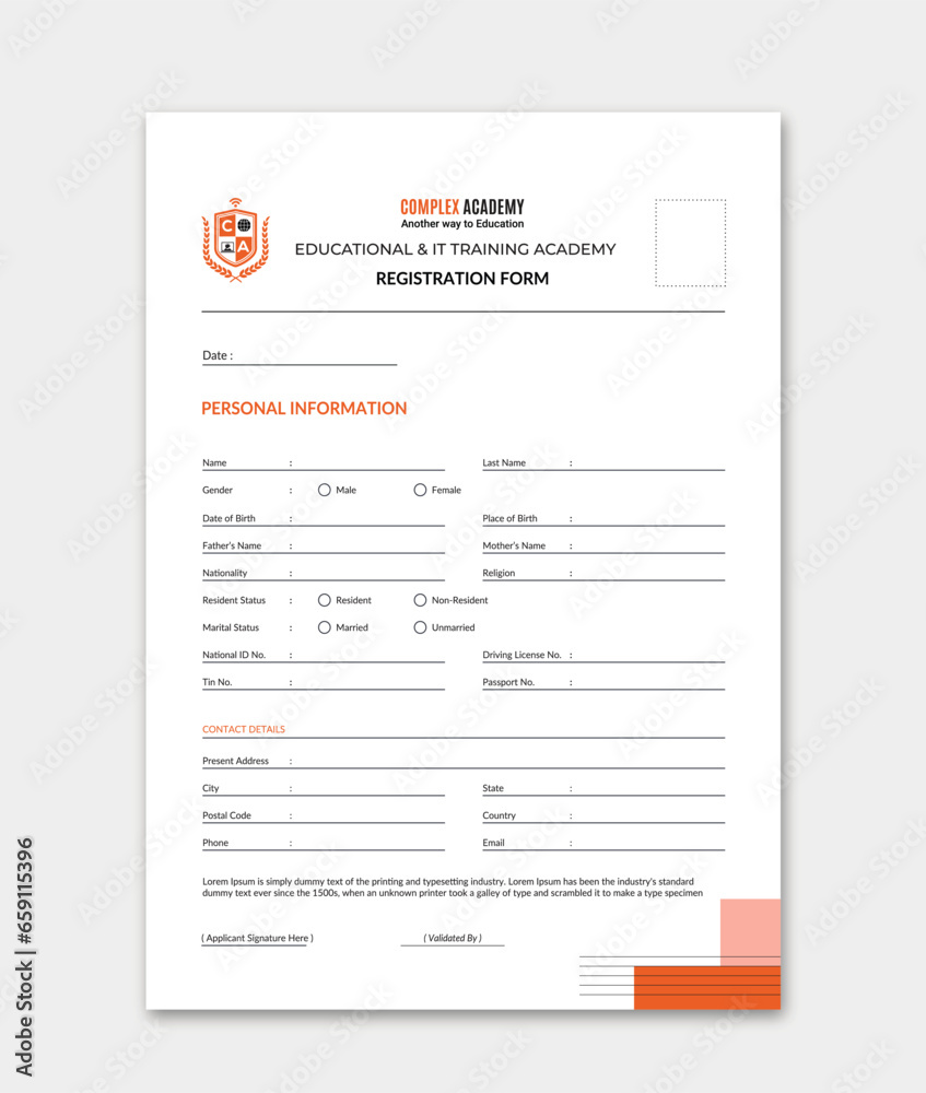 Vector vector admission form illustration of application form registration form Vector vector admission form illustration of application form registration form