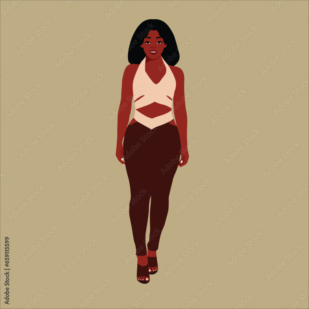 Beautiful black woman in elegant art style vector Beautiful black woman in elegant art style vector