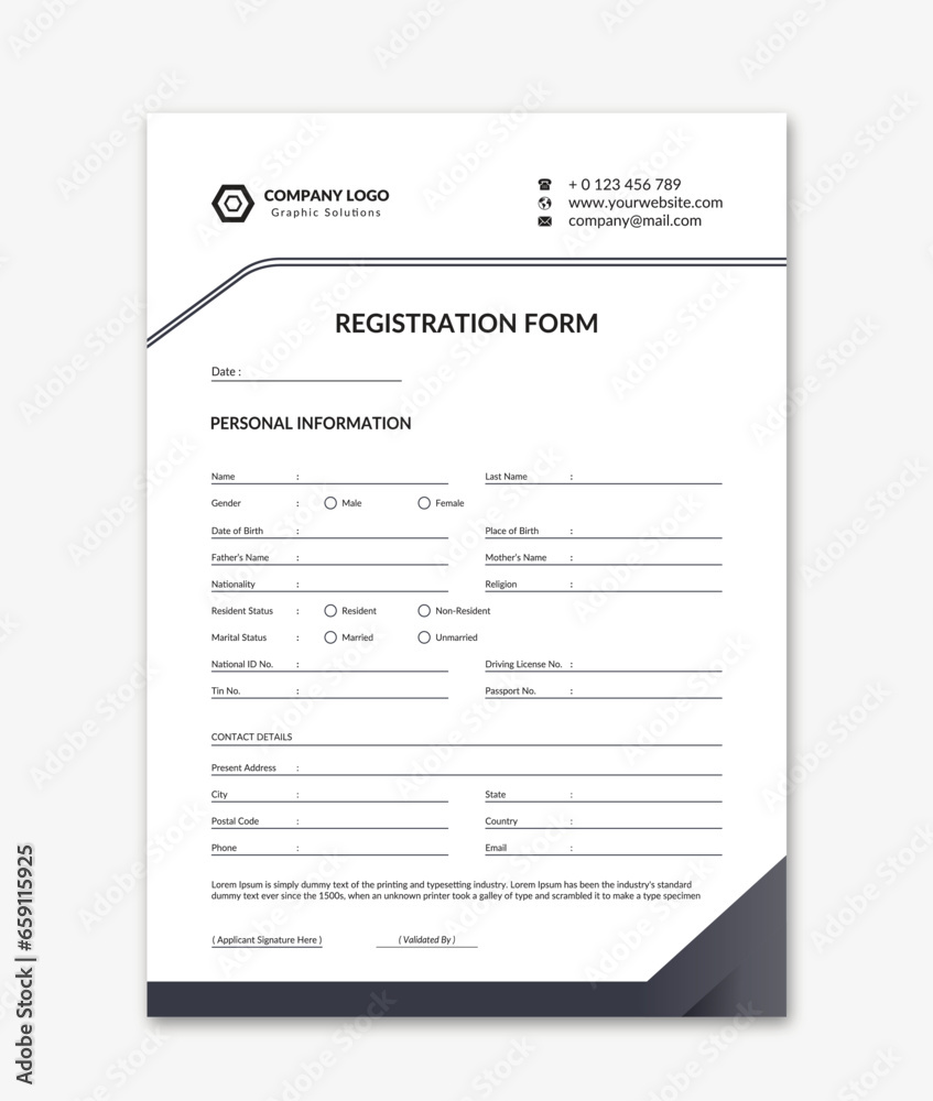 Vector vector admission form illustration of application form registration form Vector vector admission form illustration of application form registration form