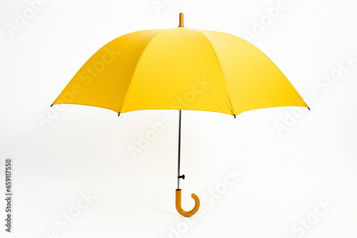 yellow open umbrella on white isolated background 