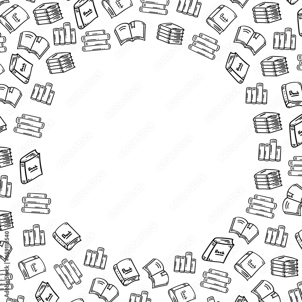 hand drawn frame of Books sketch doodle, books set icon in doodle style, books icon sketch isolated on white background hand drawn frame of Books sketch doodle, books set icon in doodle style, books icon sketch isolated on white background