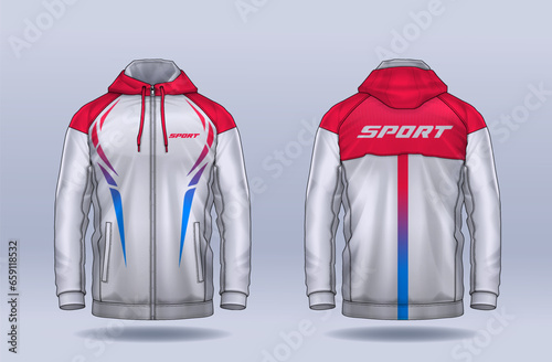 Hoodie shirts template. Jacket Design, Track Sportswear, front and back view.	